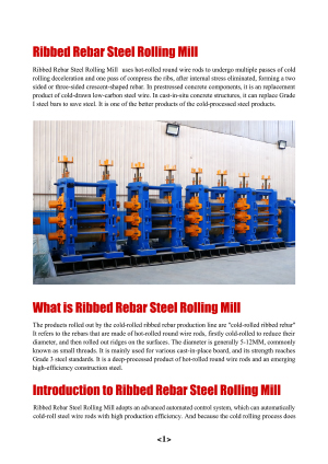 Ribbed Rebar Steel Rolling Mill